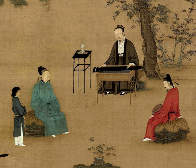 赵佶听琴图轴, Huizong listening to guqin, ca. 1150 (Unknown Artist) National Palace Museum, Beijing, 147.2 	